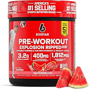 Six Star Pre-Workout Blast, Watermelon (30 hizmet) - Erkekler ve Kadınlar için İşsiz Enerji Toz Tamamı - Ortak ve Beta Alanine ile Mix - Spor Beslenme Ürünleri - Spor Beslenme Ürünleri