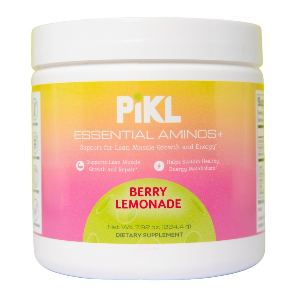 PiKL Nutrition, LLC Essential Aminos BCAA + EAA Powder | Berry Lemonade Flavor | Essential Amino Acids for Pickleball Players | Hydration & Energy | 30 Servings