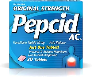 Pepcid AC Original Strength, 10 mg Φαμοτιδίνη για την πρόληψη και ανακούφιση από εγκαύματα, 30 ct