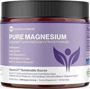 Saf Magnezyum Citrate Toz Uyku, Kas & Bone Health, Energy, Heart & Digestion. Unflavored Magnezyum Toz İçecek Mix, Vegan, 60 Hizmet