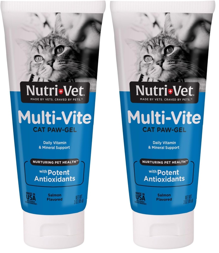 Nutri-Vet Multi-Vite Paw Gel for Cats,Daily Vitamin,Kitten Supplies,Immune Support,Cat Vitamin,Potent Antioxidants,Multi-Vitamin Paw Gel,Senior Feline Supplements,3 oz,(Pack of 2)
