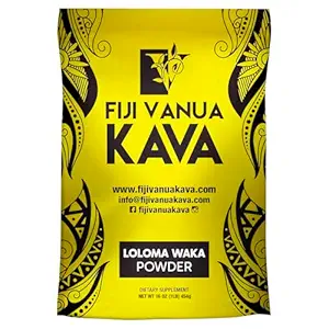 Fiji Vanua Kava Premium Loloma Waka Kava Root Powder, Made From Noble Root Powder with Sun-dried Leatheral Roots, Medium Grind for Easy Prep, Kava for Smooth & Delicious Taste, 1 lb