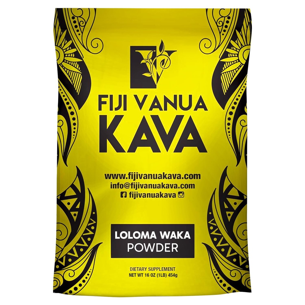 Fiji Vanua Kava Premium Loloma Waka Kava Root Toz, Noble Root With Sun-dried Lateral Roots, Medium Grind for Easy Prep, Kava for Smooth & Delicious Taste, 1 lb