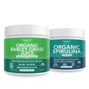 Triquetra Health Organic Spirulina Toz 8 oz. Plus Organik Barley Grass Juice Toz 5.3 oz.