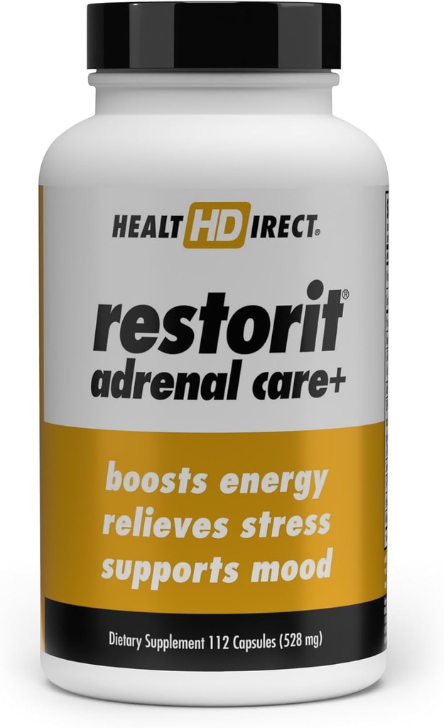 SAĞIT - Restorit Adrenal Care+ Adrenal Support & Cortisol Balance Supplement - Stres Yardımı, Calm Energy, Focus & Resilience with B6, Ashwagandha, L-Theanine, 5-HTP, DHEA - 112 Capsules