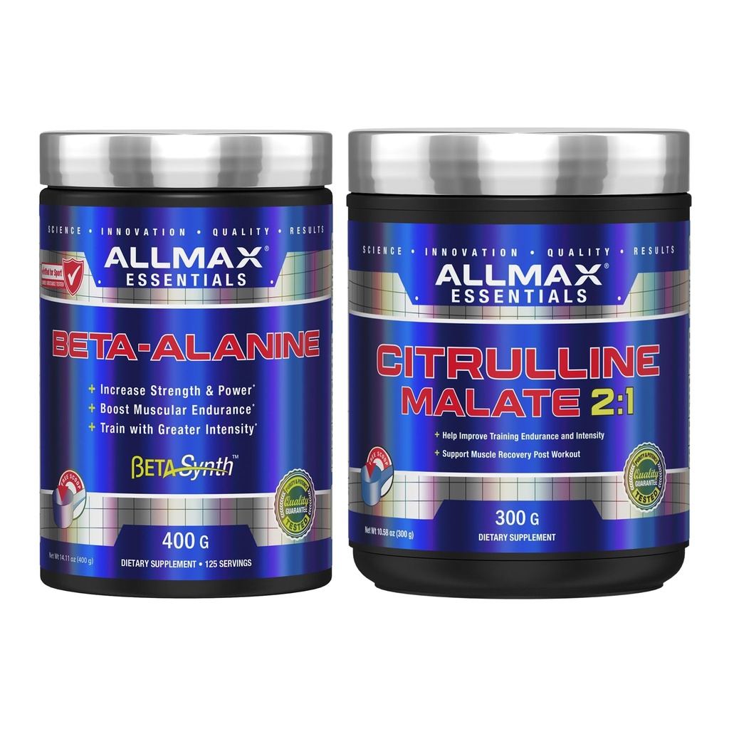 ALLMAX Beta-Alanine + Citrulline Malate 2:1 Stack – Pre Workout Endurance & Muscle Pump Support Supplement