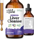Wild & Organic Liver Cleanse Detox Tincture - Süt Butle, Dandelion Root Herbal Kompleksi - Sıvı Liver Support Supplement - Vegan, Sugar & Alkol Özgür Süt Butle Drops - 4 fl ozle