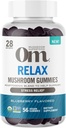 Om Mushroom Superfood Relax Gummies - 28 Hizmet - Blueberry Reishi & Ashwagandha Gummies for Stress Relief, Relaxation & Mood Support