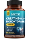 Creatine Monohydrate 2250 mg Per Serving, Micronized Creatine Capsules, for Strength, Energy, Recovery, High Absorption, for Women & Men, 90 Vegan Capsules
