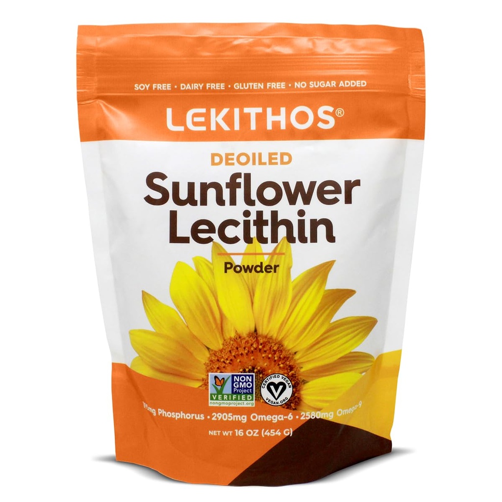Deoiled Sunflower Lecithin Toz 16oz, Daily Lecithin Supplement for Cooking, Baking & Gummies,1760 mg Phosphatidyl Choline Supplement - Great for Clogged Milk Ducts! 65