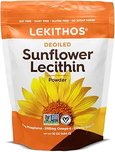 Deoiled Sunflower Lecithin Powder 16oz, Daily Lecithin Supplement for Cooking, Bakeing & Gummies,1760mg Phosphatidyl Choline Supplement - Μεγάλη για Clogged Ducts Γάλα! 65 Σερβιέτες, Μη ΓΤΟ