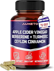 Apple Cider Vinegar Berberine Ceylon Cinnamon Turmeric All-in-1 Supplement for Optimal Digestion, Immunity & Kilo Managament *USA Made & Tested* (150 Kont)