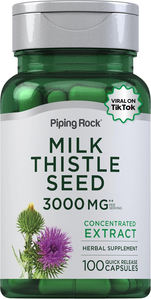 Piping Rock Süt Butle Supplement 3000 mg | 100 Capsules | Interd Herbal Extract | Non-GMO, Gluten Free