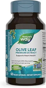 Nature's Way Olive Leaf, Premium Extract, Supports Heart Health*,% 20 Ol Europein, 250 mg hizmet başına, Non-GMO Projesi Doğrulandı, 60 Vegan Capsules (Pazar Mayıs Vary)