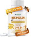 6-σε-1 Bee συμπλήρωμα γύρης, Bee γύρη για γυναίκες & άνδρες, ανοσοποιητική & ενεργειακή υποστήριξη, μη ΓΤΟ, Κατασκευασμένο στις ΗΠΑ, 120 κάψουλες