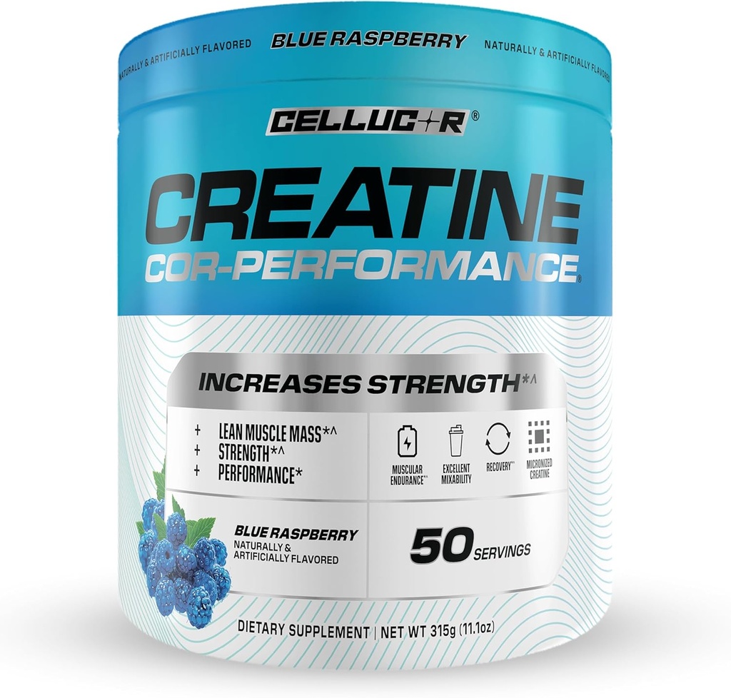 Cellucor Tinatine Toz, Blue Raspberry Flavor - Güçlü, Lean Muscle Mass & Endurance, Micronized Kretaine for Fast Abxia, 5g Kreta başına 5g Kreta