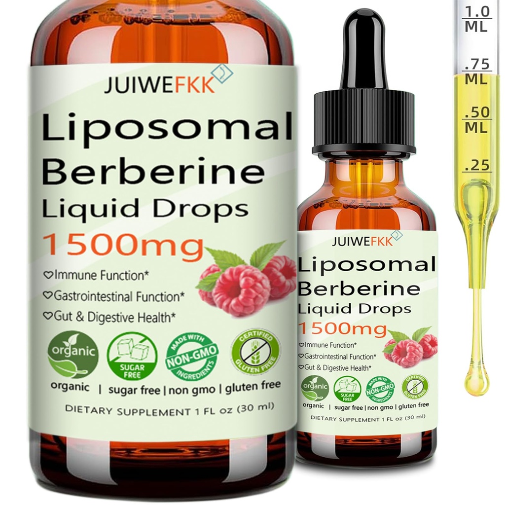 Liposomal Berberine Supplement 1500mg, 2-in-1 Extra Strength GLP-1 Moringa Berberine Drops Support Metabolic Digestive Gut Heart Health & Vitamin Nutrients for Women Men Vegan Non-GMO, 30 Servings