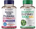 Wholesome Wellness Dr. Formulated Raw Probiotics for Women 100 Billion CFUs + Digestive Enzymes 1000MG Plus Prebiotics & Probiotics Supplement Bundle