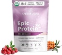 Sprout Living Epic Protein, Plant Based Protein & Superfoods Powder, Pro Collagen, Berry | 15 Grams Organic Protein Powder, Vegan, Non Dairy, Non-GMO, Gluten Free, Low Sugar (0.7 Pound, 12 Servings)
