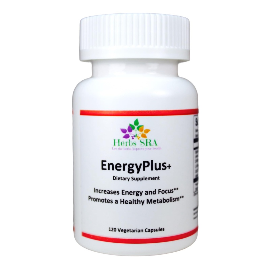 EnergyPlus+ Natural Energy Support Supplement with Spirulina, D-Ribose & CoQ10 – Supports Focus, Metabolism & Daily Energy – 120 Vegetarian Capsules, Made in USA
