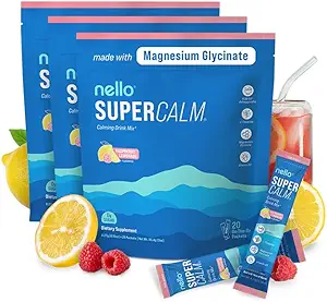 Nello Supercalm Drink Mix - Ashwagandha KSM 66, Magnezyum Glycinate & L-Theanine Supplement, Vitamin D3 - Ashwagandha Kökleri (3-Pack)