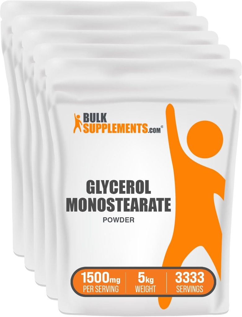 BulkSupplements.com Glycerol Monostearate Toz - Glycerol Toz, Glycerol Tamam, Enerji Kaynağı - Gıda Grade, Gluten Free, 1500 mg per Service, 5 kg (11 lbs) (Pazarlama için 5 kg (11 lbs) (Pazarlama için 5 kg (11 lbs)