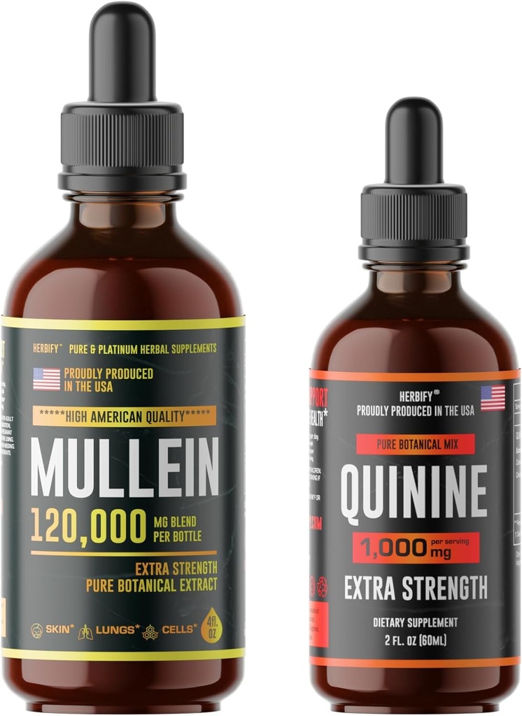 HERBIFY Bundle - Mullein Leaf Extract & Quinine Liquid - Υποστήριξη αναπνευστικής υποστήριξης & πέψης