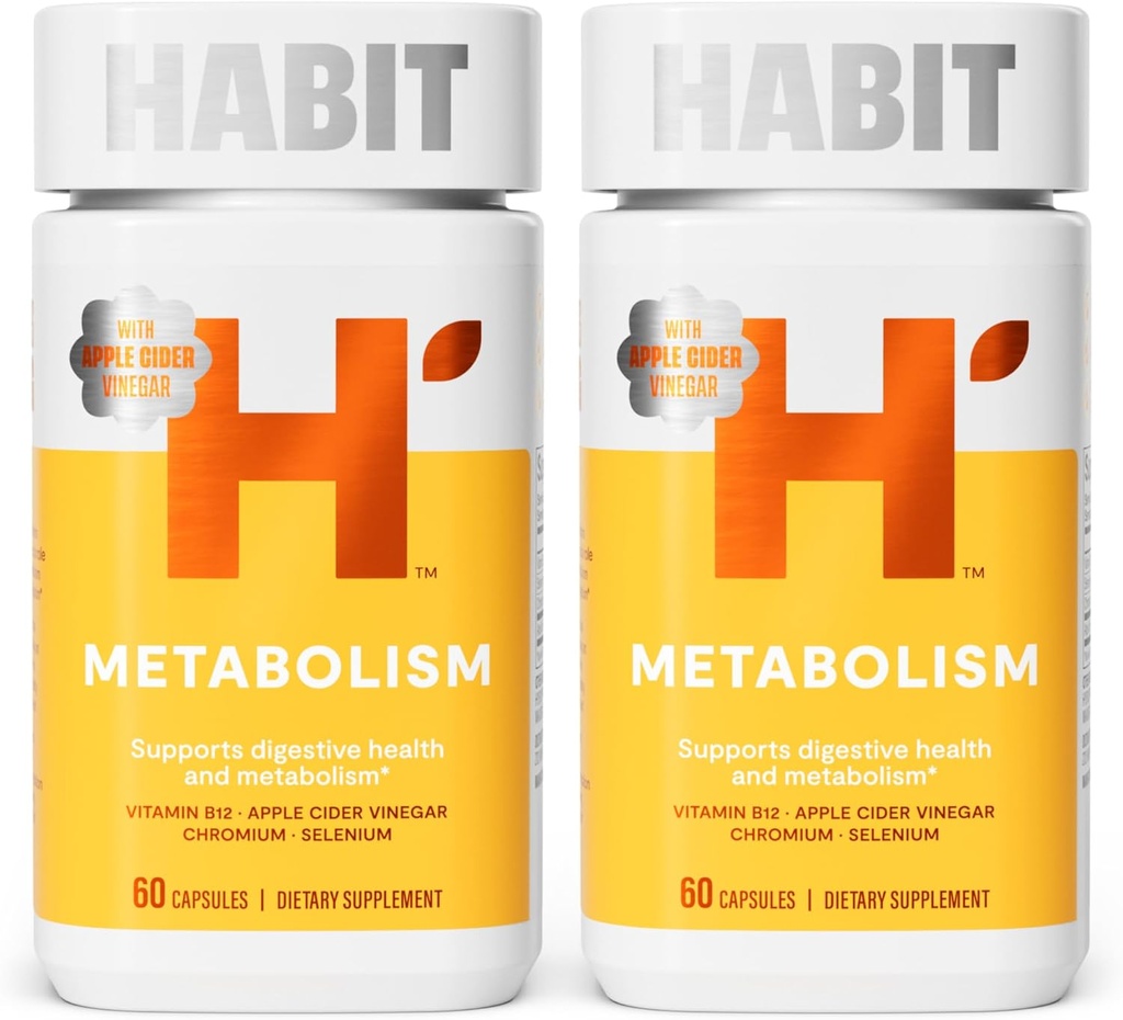 Habit Metabolism Supplement 2 Pack (120 Capsules) - Res Digestive Health & Metabolism, B12, Selenium, Chromium, Apple Cider Vinegar, Vegan, Non-GMO