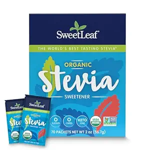 SweetLeaf Organic Stevia Powder Packets - Zero Calorie Sweetener with Stevia Leaf Extract, No Artificial Sweetener Additive, Sugar Free, Keto Friendly, Non GMO, Gluten Free - 70 Packets (Pack of 1)