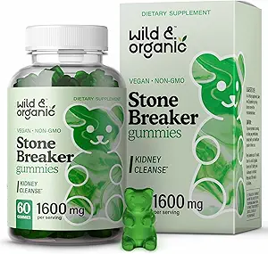 Wild & Organic Chanca Piedra Stone Breaker Gummies 1600 mg - Kidney Cleanse Detox & Gallbladder Support - Kidney Stones Dissolver w /Chanca Piedra Herb - 60 Vegan Gummies