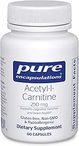 Pure Encapsulations Acetyl-L-Carnitine 250 mg - Memory & Brain Supplement - Beyin Destek & Focus* - Gluten Free & Non-GMO - 60 Capsules
