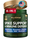 Spike Support 6-in-1 Nattokinase 4000 FU, Bromelain 500mg, Curcumin 500mg, NAC 150mg, Quercetin 100mg & BioPerine 5mg | 30-Day Supply, 60 Count - Spike Protein Support & Immune Defense