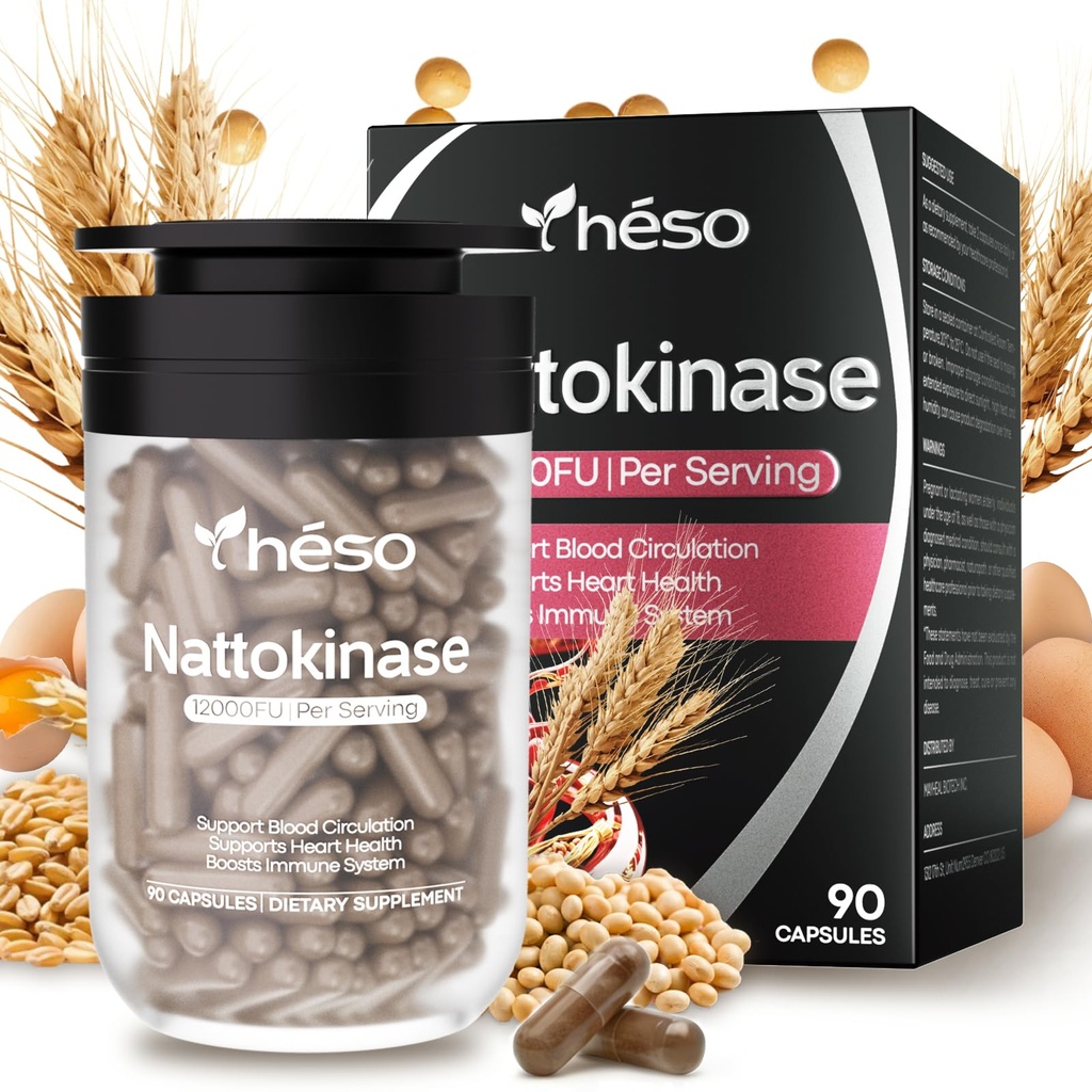 Nattokinase Supplement - Natto Enzyme 600mg with CoQ10, Daily Wellness Support, Non-GMO, Vegan Capsules, 90 Count (45-Day Supply)
