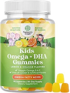 Kids DHA Omega 3 Gummies for Kids - Delicious Fish Free DHA Omega 3 Gummies with Vegetarian 6 9 for Vision Brain & Immunity - Non GMO Supplement Fish & Gluten Free 1 Month
