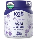 KOS Organik Acai Juice Toz - USDA sertifikalı Organik, Bitki bazlı Superfood Antioksis, Superberry from Brazil, Great for Smoothies and Bowls, 0g Sugar, Vegan, Gluten-Free, Non-GMO - 120 Servisler