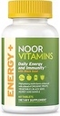 Noor Vitamins Energy+ Multivitamin; Enerji Üretimi ve Immunity için Helal Vitamini, 26 Vitamin & Minerals, Black Seed, Dates, Honey, for Men & Women. Gelatin Free, 2 Ay Supply