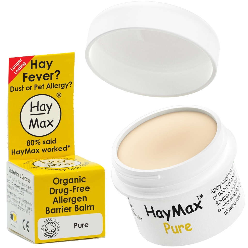 HayMax Allergen Barrier Balm - Pure 0.17 fl oz - Organik, Doğal ve Sigarasız Hay Ateş & Antilergen- Blocks Pollen & Diğer Allergen Parçacıkları - Yetişkinler için Büyük, Çocuklar ve Hamile Kadınlar