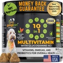 Googipet Premium 10 σε 1 Σκύλος Βιταμίνες Πολυβιταμίνη Μασώμενα με προβιοτικά για την υγεία των ούλων, βιταμίνες σκύλου και συμπληρώματα w/Vitamin C & Γλυκοζαμίνη για την κοινή υποστήριξη (Chicken & φυτική γεύση)
