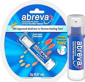 Abreva 10 Percent Docosanol Cold Sore Treatment, Treats Your Fever Blister in 2.5 Days - 0.07 oz Pump