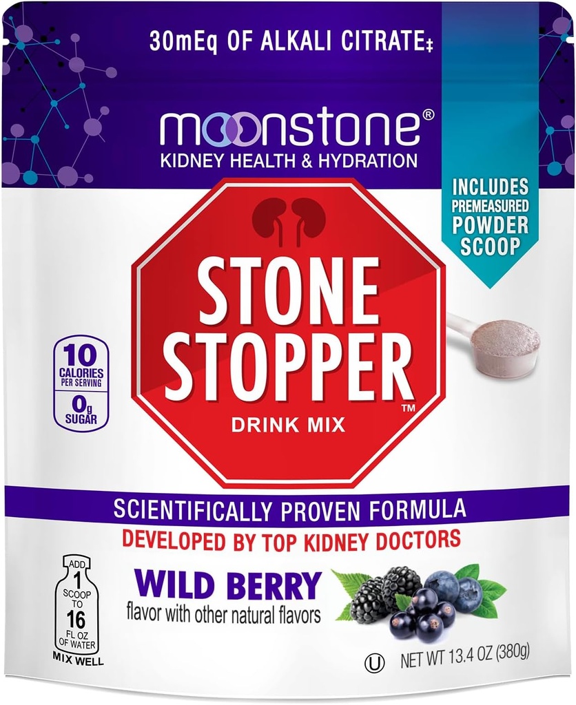Stone Stopper Drink Mix, Wild Berry, Παιδική Πρόληψη, Προστάτης Οξαλικού ασβεστίου, Υποστήριξη Αλκαλίων Κιτρικό, Αναπτύχθηκε από ουρολόγους για τη βελτίωση της ενυδάτωσης και την υποστήριξη της υγείας των νεφρών, 30 ημέρες προσφοράς
