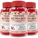 Apple Cider Vinegar Gummies, Max Strength 2000 mg ACV Gummy with Probiyotiks, B12 ve Keto Support, For Digestion, Metabolism, Detox, Gut & Immune Health, Gelatin-Free, Non-GMO, 180 keto ac