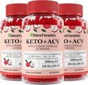 Apple Cider Vinegar Gummies, Max Strength 2000 mg ACV Gummy with Probiyotiks, B12 ve Keto Support, For Digestion, Metabolism, Detox, Gut & Immune Health, Gelatin-Free, Non-GMO, 180 keto ac