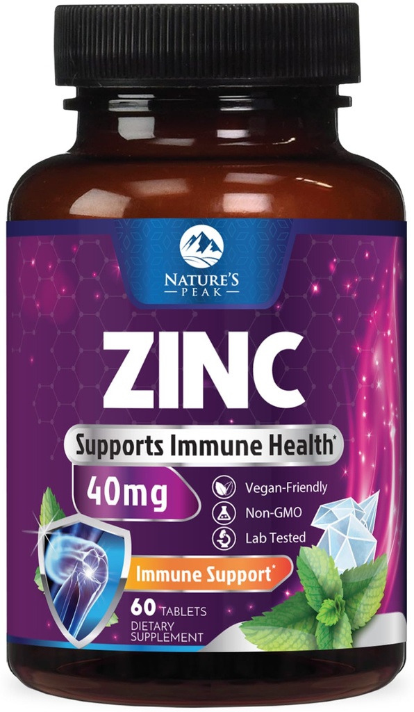 Zinc Supplements 40mg - 40mg of Zinc is the NIH's Safe Upper Daily Limit for Women & Men - Best Zink Supplement for Immune Support, Antioxidant, Skin Health, Gluten Free, Bottled in USA - 60 Caplets