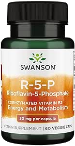 Swanson R-5-P (Riboflavin-5-Phosphate) - B2 Tamam Enerji, Metabolism & Vizyon Sağlık - Doğal Wellness Formula - (60 Capsules)