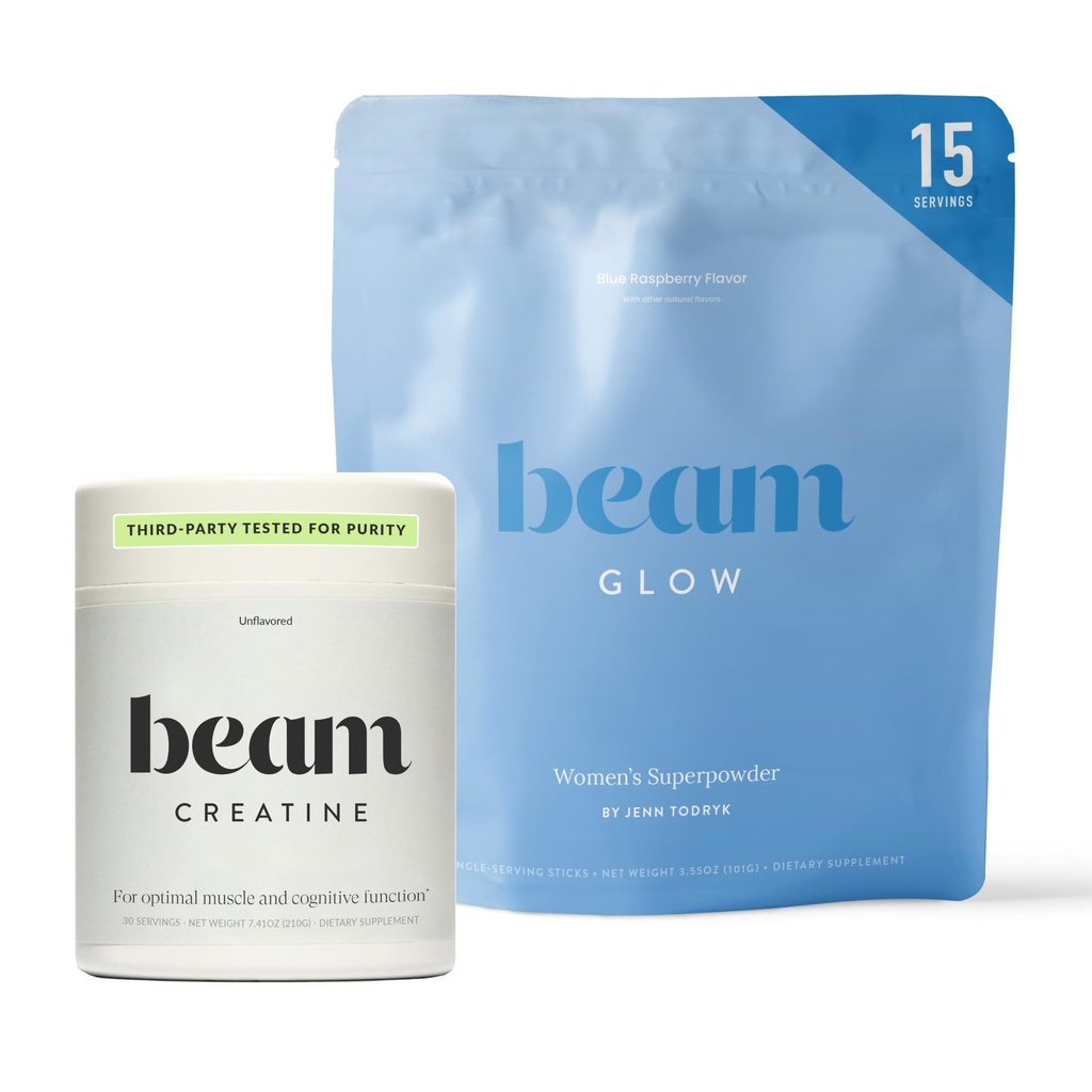 BEAM Glow & Creatine Bundle, Hormone Balance, Energy & Muscle Support for Women, Hair, Skin, Nails, Hydration, Vegan, No Sugar, Third Party Tested