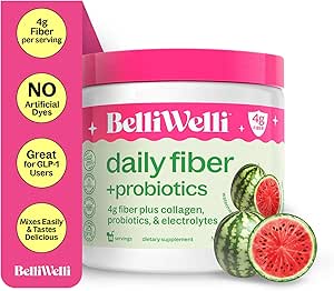 Kadınlar ve Erkekler için belirli Welli Fiber Supplement - Organik Acacia'dan gelen Premium Daily Fiber Toz, Elektrolytes & Probiyotikler – No Bloat, Constipation & Gut Health Support (Watermelon)