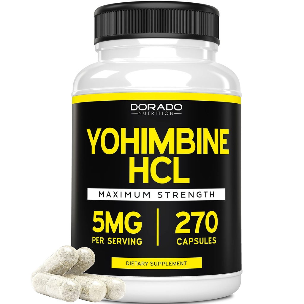 Yohimbine HCL 5mg for Men and Women (270 Capsules) More Potent Than Yohimbe Bark Toz - Kalite Garanti - Üçüncü Parti Potency & Length - Vegan, Gluten Free & Non-GMO - USA Made