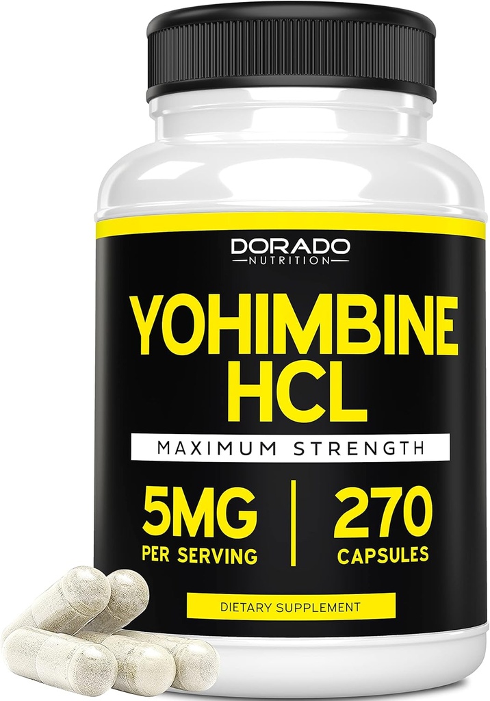 Yohimbine HCL 5mg for Men and Women (270 Capsules) More Potent Than Yohimbe Bark Toz - Kalite Garanti - Üçüncü Parti Potency & Length - Vegan, Gluten Free & Non-GMO - USA Made