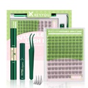 KEYYOU Aurora Lash Clusters Kit Fairy Lash Extension Kit C Curl 120Pcs Eyelash Extension Kit Wispy Natural Invisible Band Lash Kit with Waterproof DIY Lash Extension Kit at Home(Aurora-C-8-16MIX)