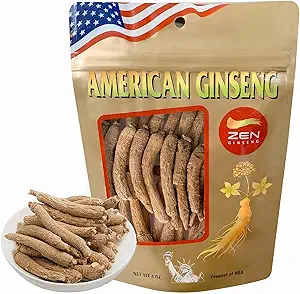 Zen Ginseng - 4 oz Τσάντα της αμερικανικής Γουισκόνσιν Ginseng Root - Μη-GMO, Χωρίς γλουτένη. Προσθέστε αυτό Ginseng σε σούπα, τσάι, καφέ, χυμούς, smoothies και ψήσιμο (Μικρή μακριά ρίζα 4 oz τσάντα)